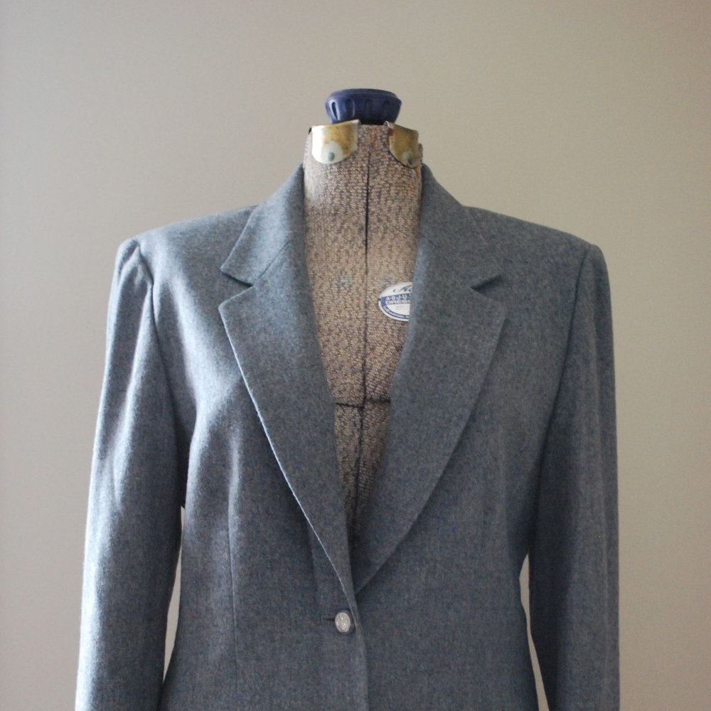 Grey Pendleton wool Blazer w/ vintage buttons